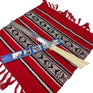 Vintage Quikut Slicing Knife Crosscut Edge Ivory Handle Stainless Steel Made USA